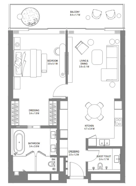 1.0 bedroom apartments - Anantara Sharjah Resort