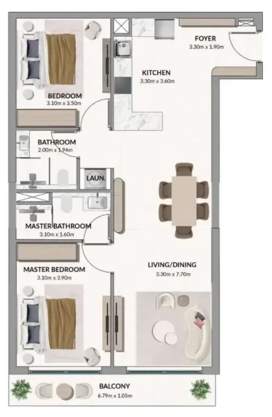 2.0 bedrooms apartments - Woodland Terraces
