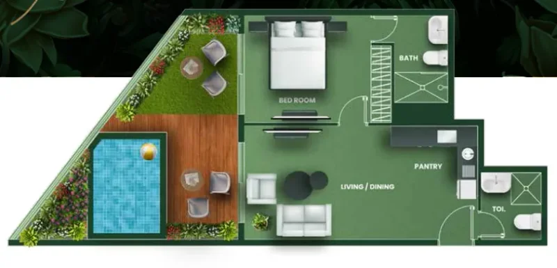 1.0 bedroom apartments - Vincitore Aqua Flora