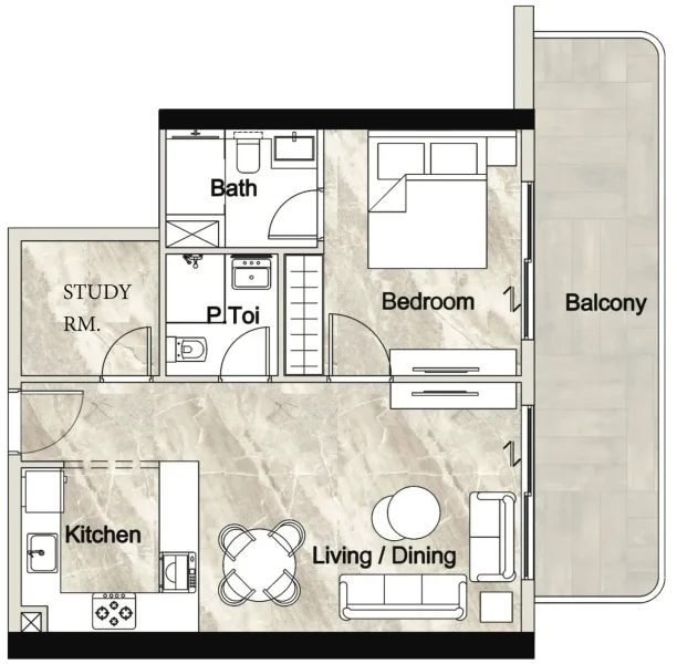 1.0 bedroom apartments - Zyra Vista Residence