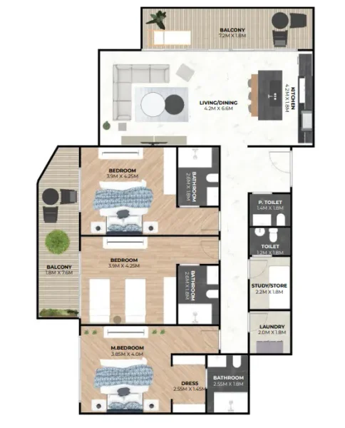 3.0 bedrooms apartments - Hatimi Residences