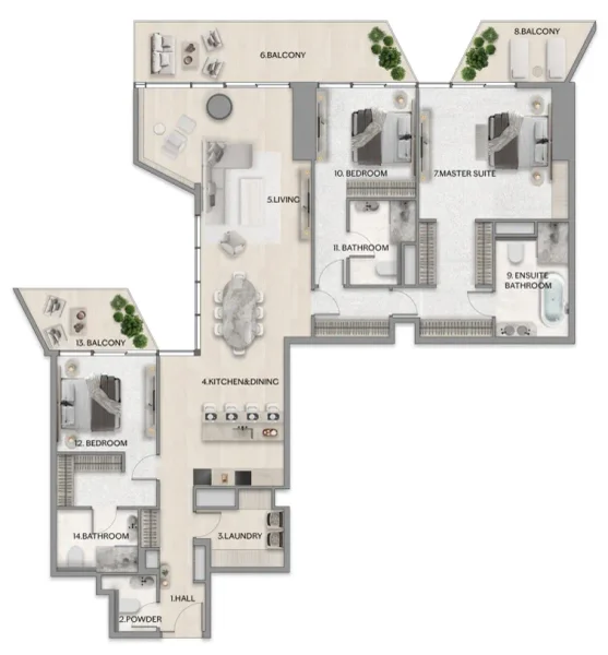 3.0 bedrooms apartments - Riviera Residence