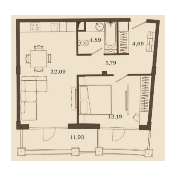 1.0 bedroom apartments - Grand Life