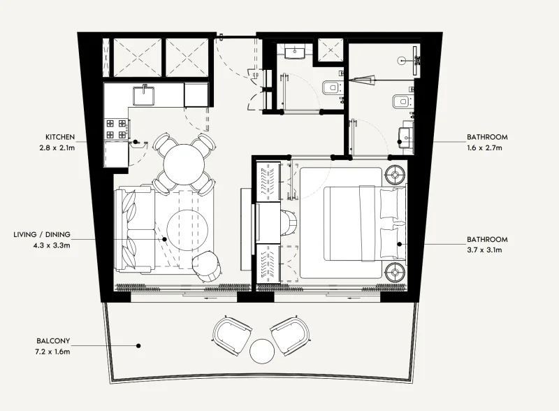 1.0 bedroom apartments - Azizi Gabriel