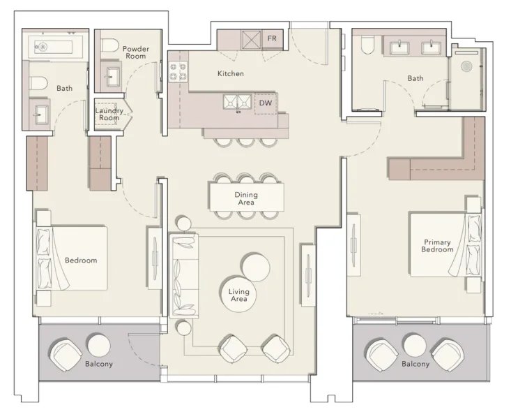 1.0 bedroom apartments - One River Point