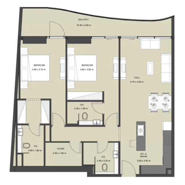 2.0 bedrooms apartments - Lucky Oasis Residence