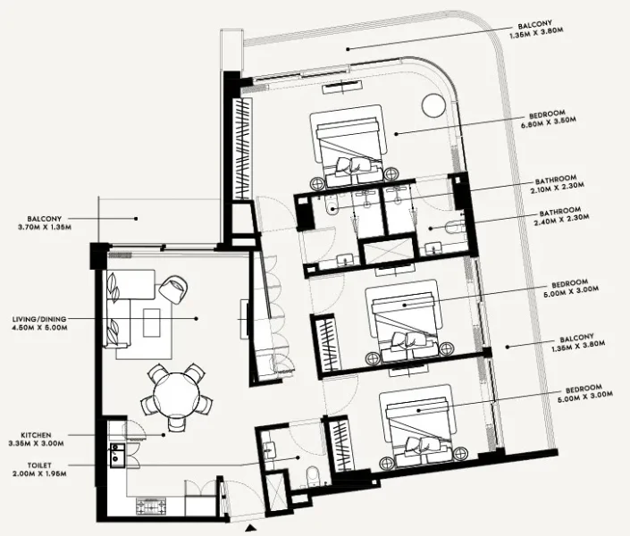 3.0 bedrooms apartments - Azizi Arian