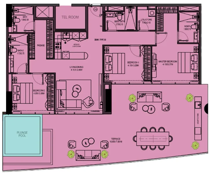 3.0 bedrooms apartments - Rabdan Gates