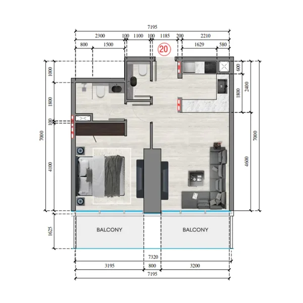 1.0 bedroom apartments - Auresta Tower