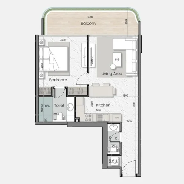 1.0 bedroom apartments - I'Sola Bella