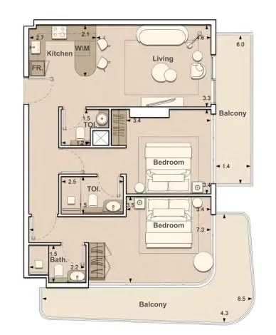 2.0 bedrooms apartments - Lume Residences