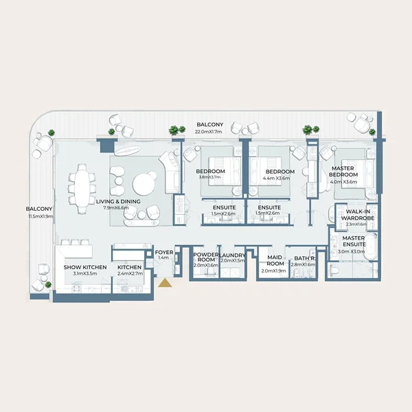 3 bedroom Apartments -  Fairmont Residences Al Marjan Island