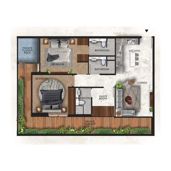 2.0 bedrooms apartments - Lucky Royale Residence