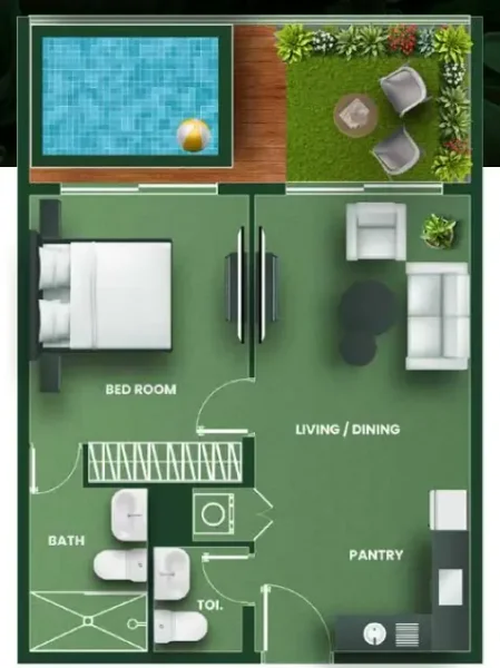 1.0 bedroom apartments - Vincitore Aqua Flora