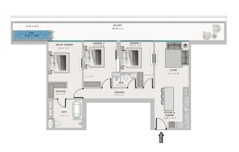 2.0 bedrooms apartments - Ocean Pearl 1 and 2
