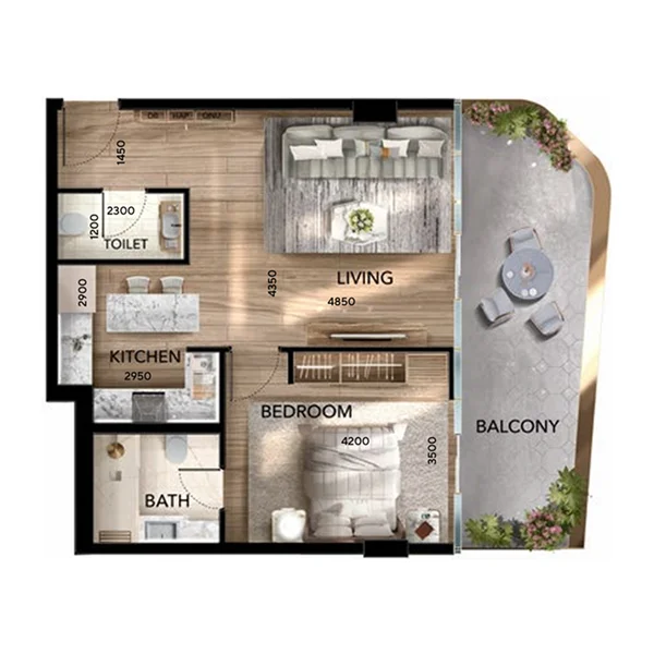 1 bedroom Apartments -  Radiant Atrium