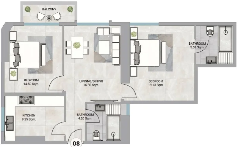 2.0 bedrooms apartments - Barajeel Towers