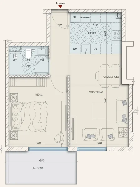1.0 bedroom apartments - Enaya Residences
