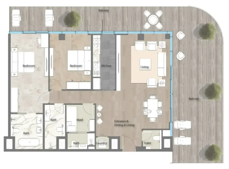 2.0 bedrooms apartments - Yas Beach Residence