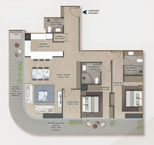 2.5 bedrooms apartments - PG Maison