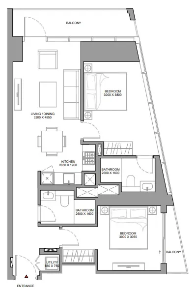 2.0 bedrooms apartments - The Eden at Sobha Central