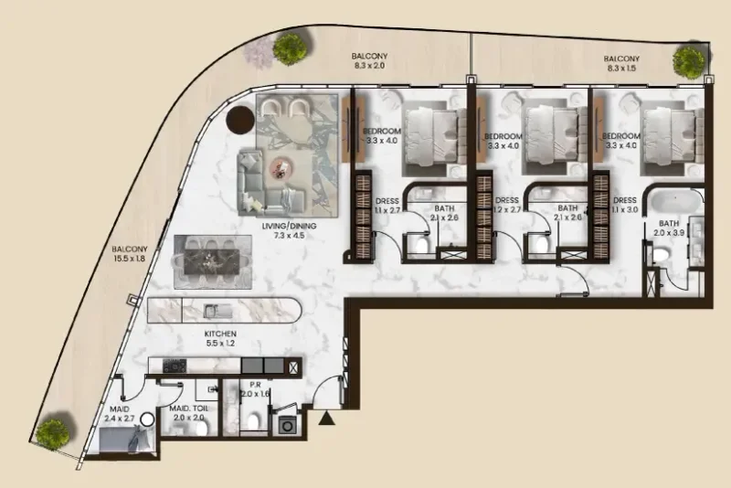 3.0 bedrooms apartments - Saas Hills