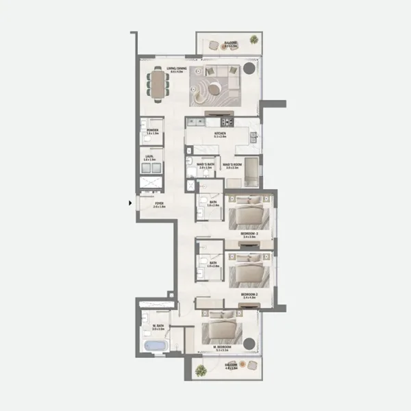 3.0 bedrooms apartments - Beachfront Gates