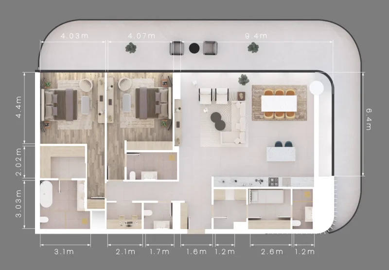 2.0 bedrooms apartments - Mamsha Gardens