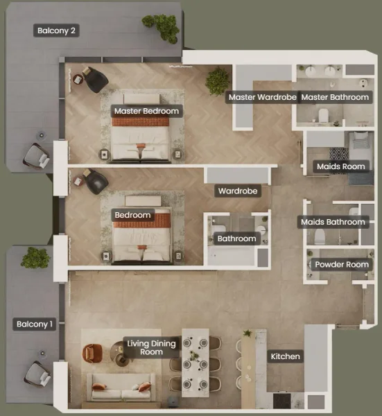 2.0 bedrooms apartments - Sama Yas