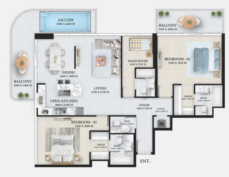 2.5 bedrooms apartments - Wellington Ocean