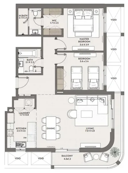 2.0 bedrooms apartments - Cello by Taraf