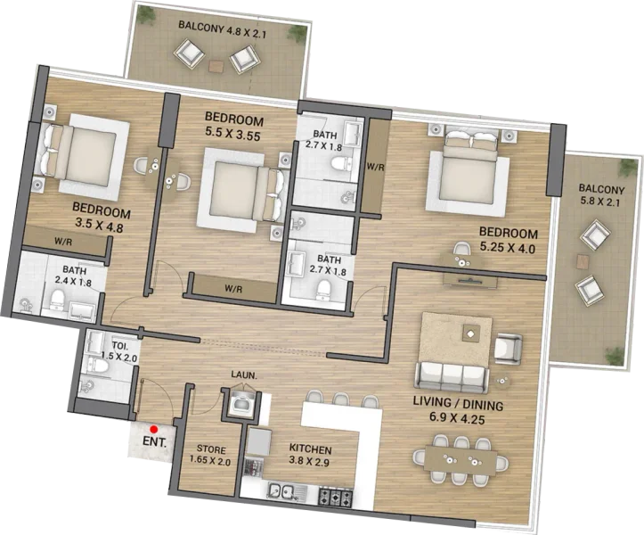 3.0 bedrooms apartments - Ocean Tower