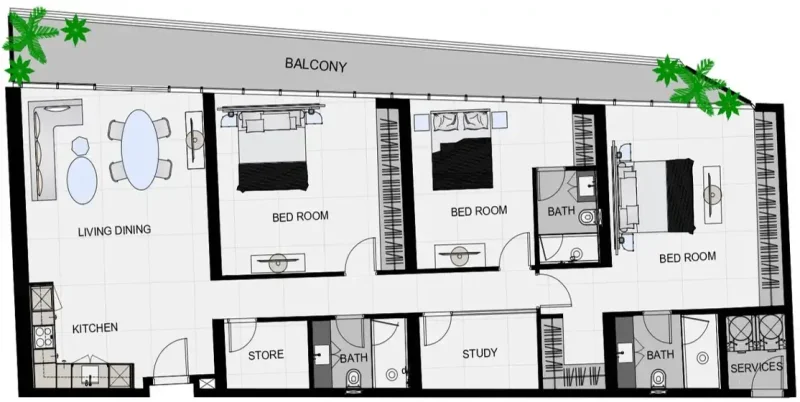 3.0 bedrooms apartments - The Community Sports Arena