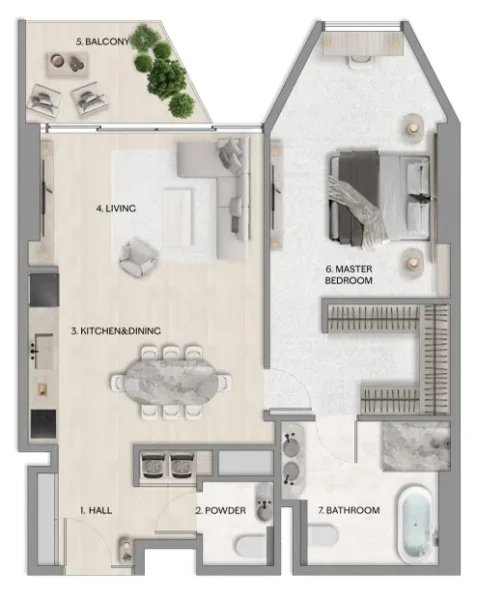 1.0 bedroom apartments - Riviera Residence