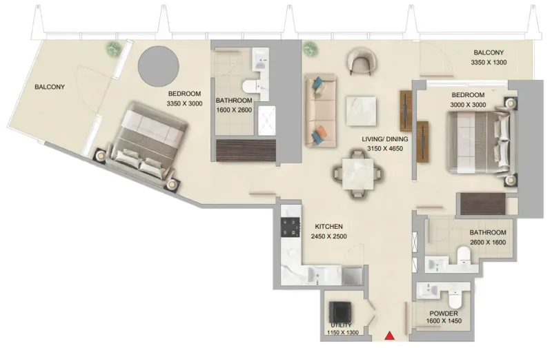 2.0 bedrooms apartments - The Pinnacle at Sobha Central