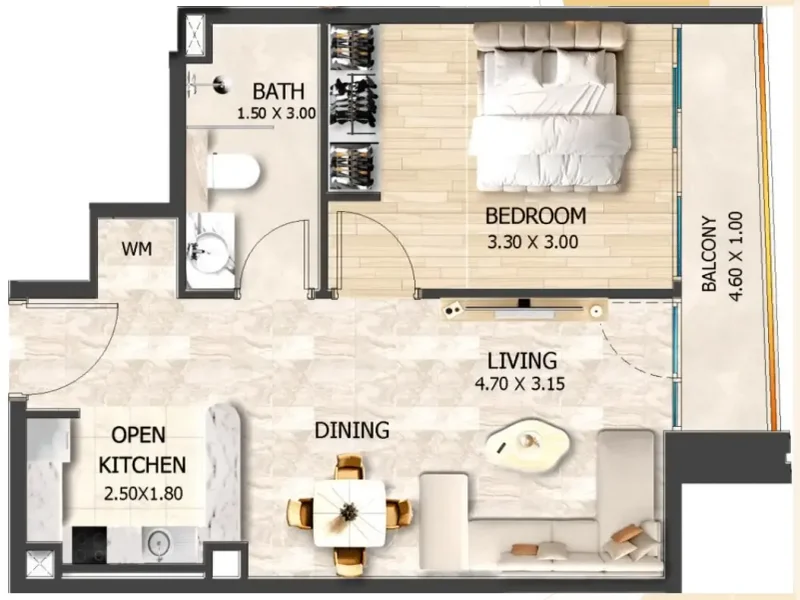 1.0 bedroom apartments - Crystal Tower by VHS