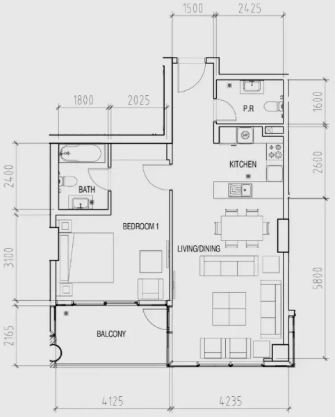 1.0 bedroom apartments - Damac Hills - Park Town