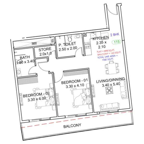 2.0 bedrooms apartments - Astra South