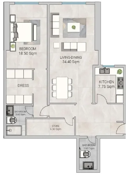 1.0 bedroom apartments - Al Ameera Village 5