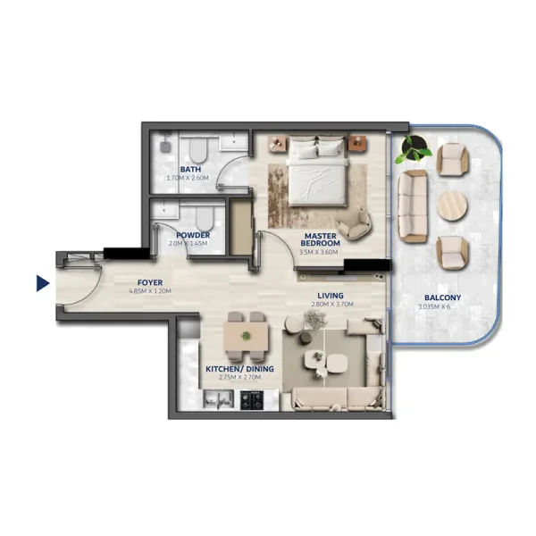 1.0 bedroom apartments - Vedaire Residences