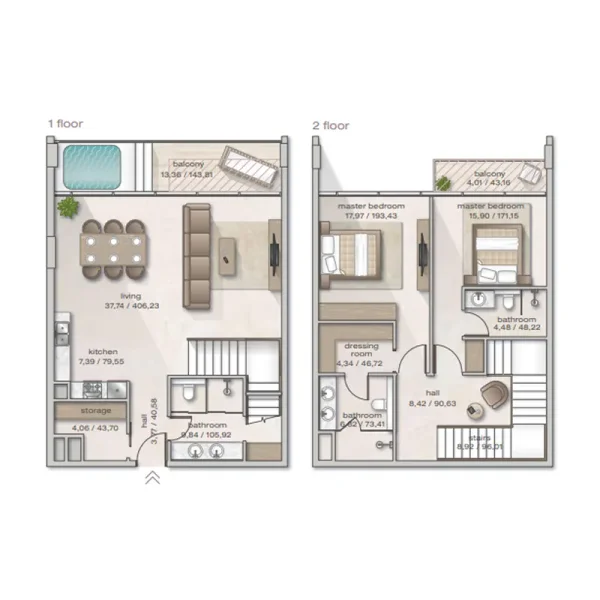 2.0 bedrooms duplex - Zephyra Residences