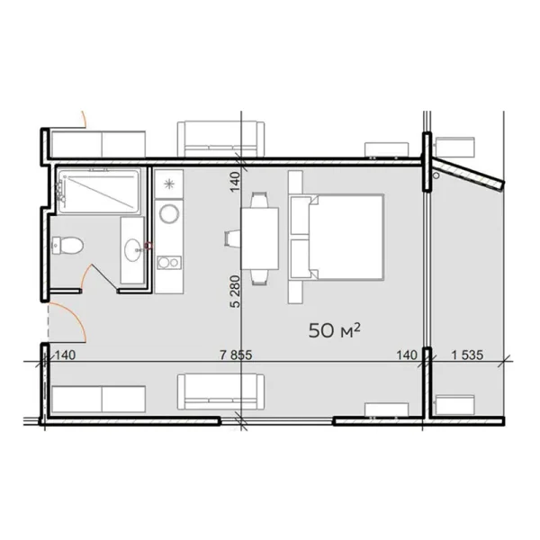 1.0 bedroom apartments - Pandawa Residence