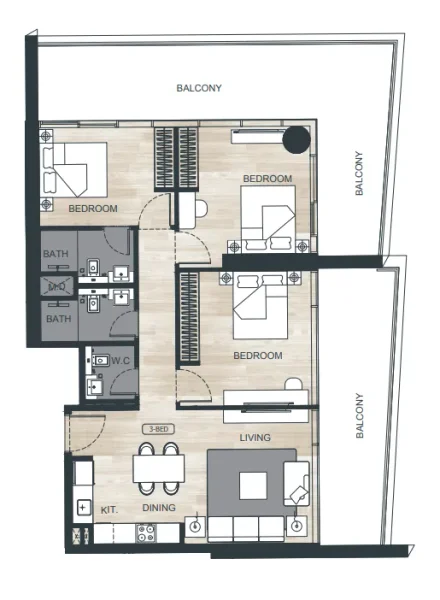 3.0 bedrooms apartments - Binghatti Ghost