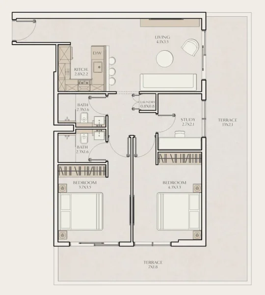 2.0 bedrooms apartments - Tavora Residences
