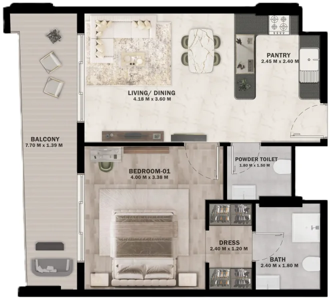 1.0 bedroom apartments - VOI Residence