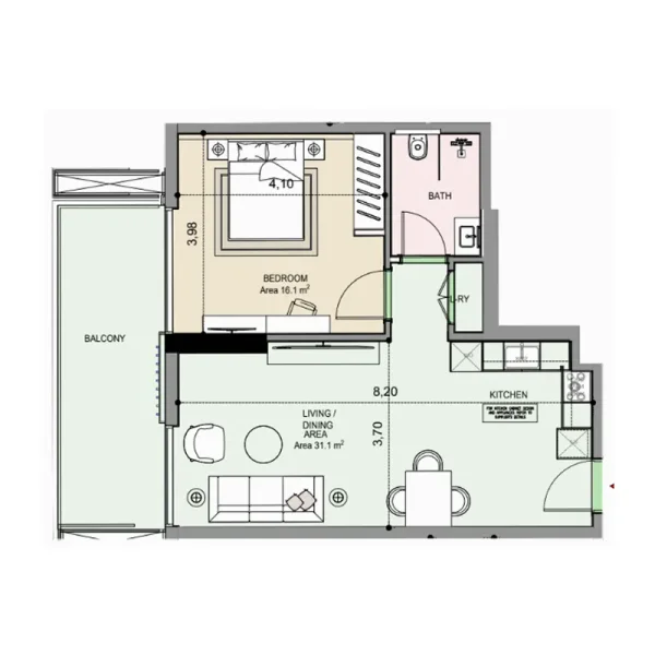 1.0 bedroom apartments - Edgewater Residences 1, 2 and 3