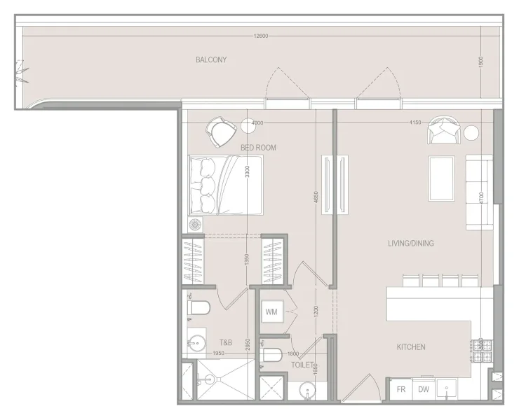 1.0 bedroom apartments - A1LA Residence