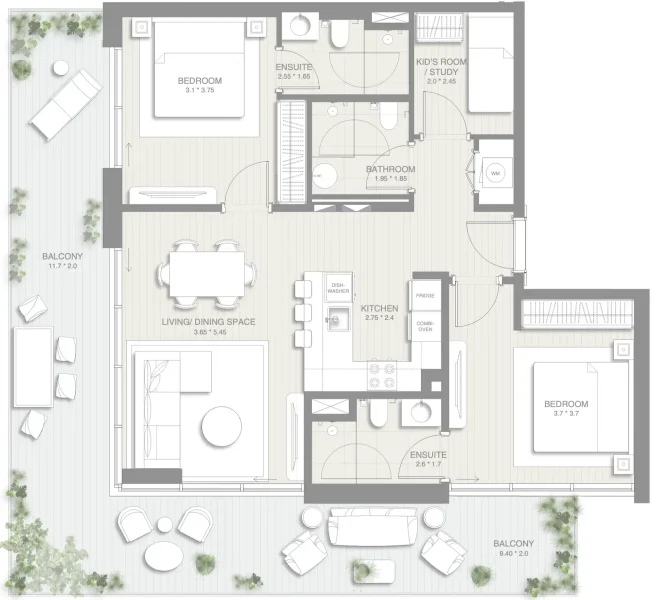 2.0 bedrooms apartments - Sol Levante