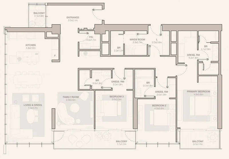 3.0 bedrooms apartments - Jumeirah Residences Emirates Towers