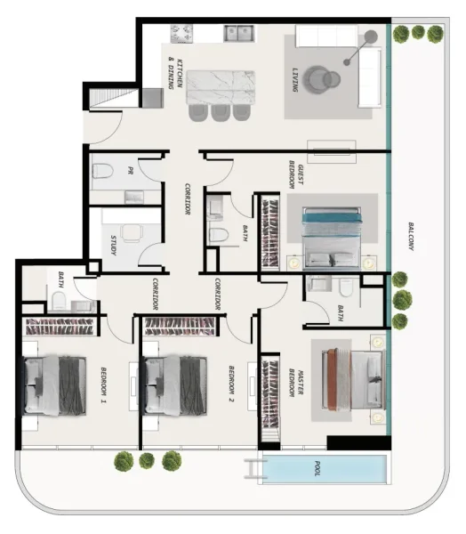4.0 bedrooms apartments - Ocean Pearl 1 and 2